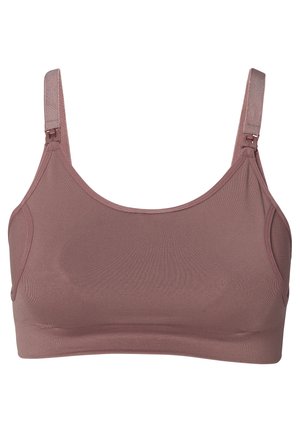 Soutien-gorge dans une couleur mauve doux, fabriqué en tissu lisse. Il dispose de bretelles réglables et d'un design sans couture, adapté à un port confortable.