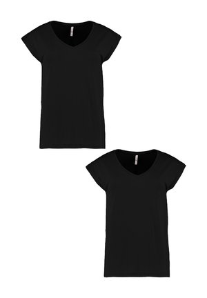 Hailys 2ER-PACK V-AUSSCHNITT KURZARM  - Basic T-shirt - schwarz