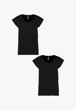 Hailys 2ER-PACK V-AUSSCHNITT KURZARM - T-Shirt basic - schwarz