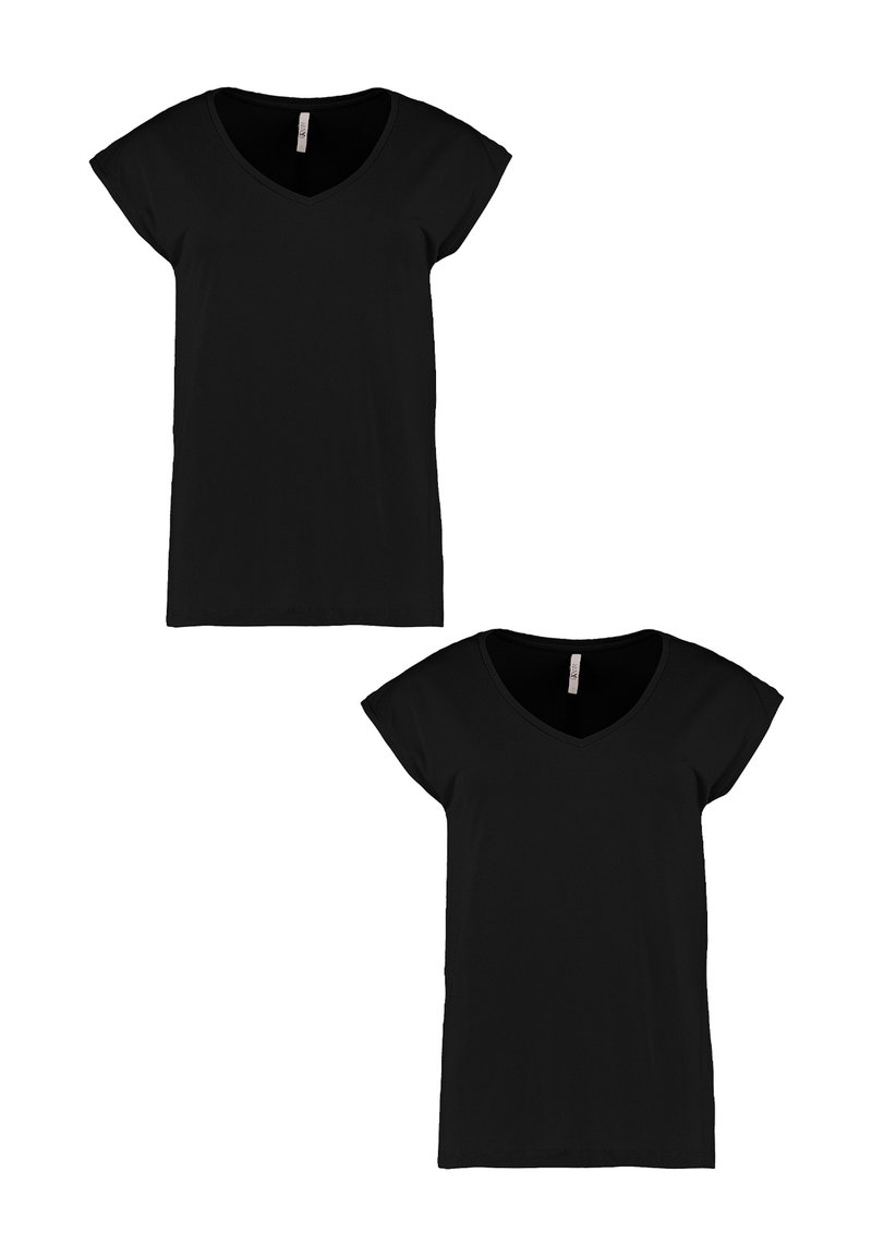 Hailys 2ER-PACK V-AUSSCHNITT KURZARM  - Basic T-shirt - schwarz
