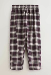 Rutiga pyjamasbyxor i nyanser av lila och vitt, med resårmidja som dras på och snörning samt ankel-lång design.