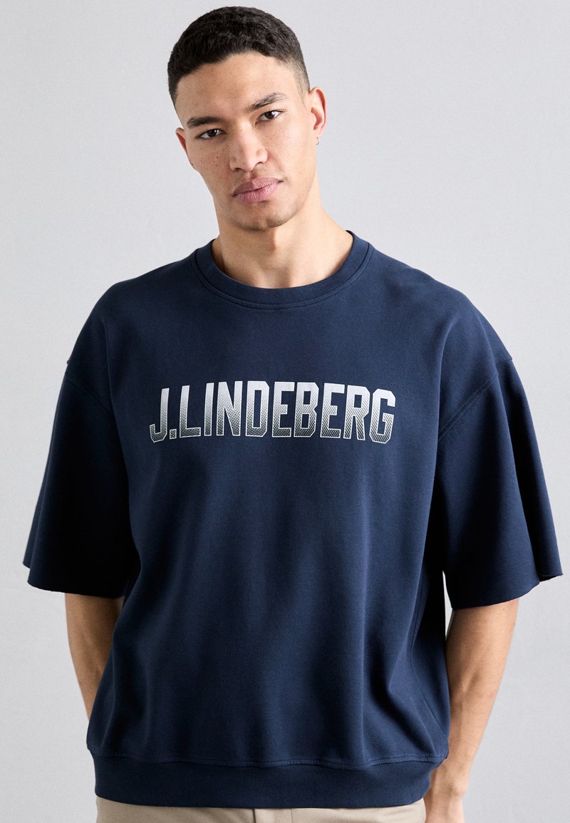 J.LINDEBERG FRANK SHORT SLEEVE CREW Tshirt med print navy/mörkblå
