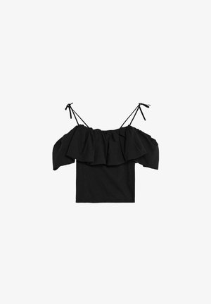 Scalpers, SCALPERS SCOFF SHOULDER POPLIN TEE - Blusa - black
