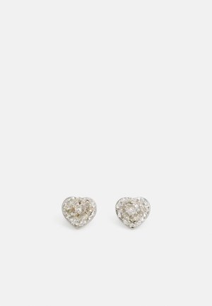 HEART CLAY PAVE STUDS - Korvakorut - silver-coloured