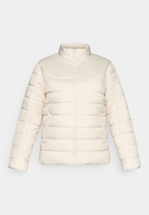 Cremfarbenes, gesteppter Pufferjacke mit vollem Frontreißverschluss, hohem Kragen, seitlichen Reißverschlusstaschen und kleinem Puma-Logo auf der Brust.