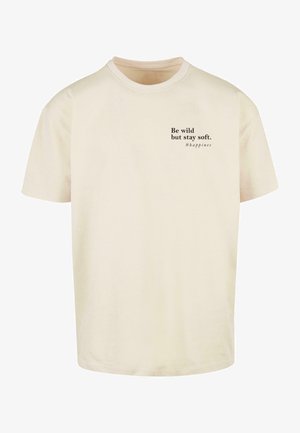 Merchcode, HAPPINES HEAVY TEE - T-shirt imprimé - sand
