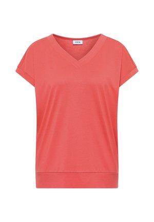 Cecil, KURZARM SHIRT MIT V-NECK IN UNIFARBE - T-shirt basique - shiny coral