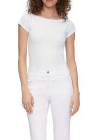 QS MIT STRUKTUR - T-shirt basic - weiß
