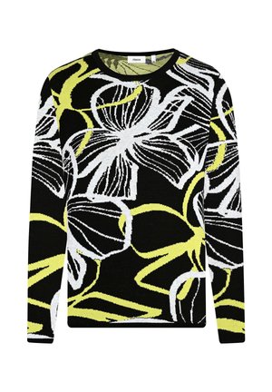 Strickpullover - black-lime