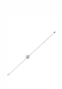Braccialetto in argento con un centro a design floreale, caratterizzato da una pietra centrale circondata da quattro accenti a forma di petalo.