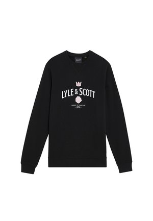 Svart sweatshirt med rund halsringning, långa ärmar och en tryckt logotyp med en ros. Mjuk tygkvalitet med normal passform.