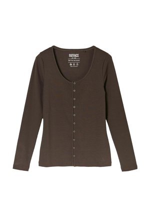 FatFace, BUTTON RIBBED LONG SLEEVE TOP - Langærmet T-shirt - chocolate brown
