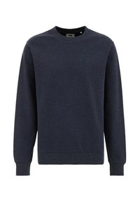 Mörkblå sweatshirt med rund halsringning, långa ärmar och ribbad mudd och nederkant. Tillverkad av mjukt, strukturerat tyg med en klassisk design.