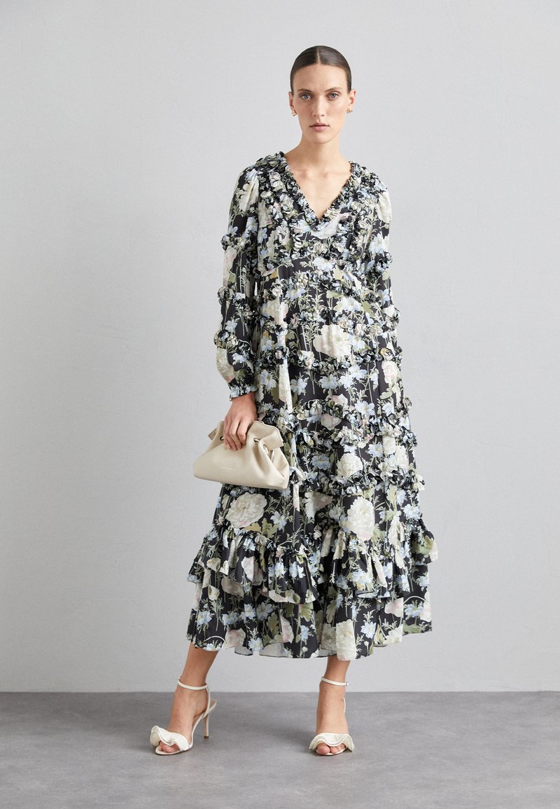 Needle & Thread MOONLIGHT PETALS V NECK ANKLE GOWN Jurk graphite/zwart Zalando.nl