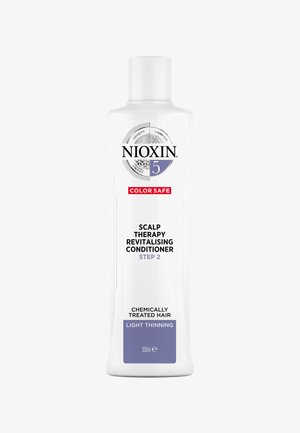 Nioxin Scalp Therapy Revitalising Conditioner, 300ml, white plastic bottle with purple accents, labeled for color-safe use on thinning hair.