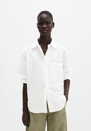 Marc O'Polo, BLOUSE, LONG SHIRT, BUTTONED SLITS, HIGH CUFFS, LONG SLEEVE, SOLID - Overhemdblouse - white