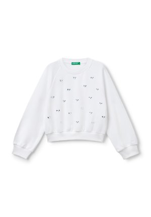 WITH HEART RHINESTONES - Sweatshirt - white