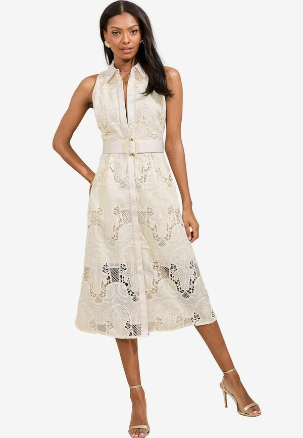 REGULAR FIT - PREMIUM BELTED SLEEVELESS  - Blusenkleid - cream