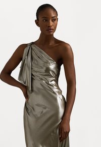 Lauren Ralph Lauren METALLIC CHIFFON ONE-SHOULDER GOWN - Iltapuku - silver