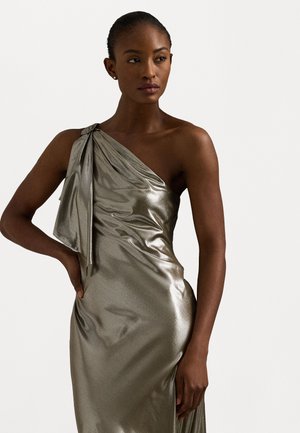 Lauren Ralph Lauren METALLIC CHIFFON ONE-SHOULDER GOWN - Iltapuku - silver