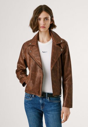 STACY - Faux leather jacket - chocolate brown
