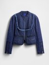 GAPSTUDIO DENIM TWEED FRINGE JACKET - Blazer - dark wash indigo