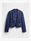 GAPSTUDIO DENIM TWEED FRINGE JACKET - Blazer - dark wash indigo