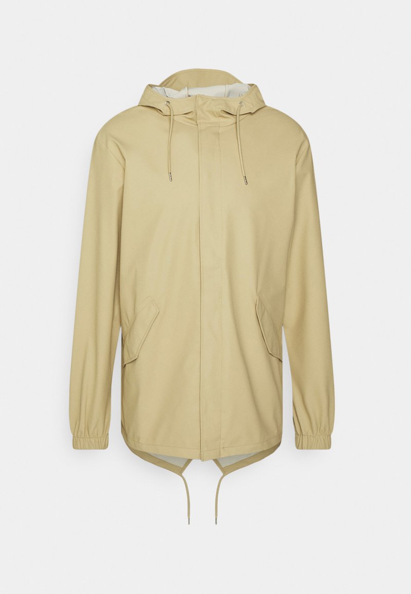 Svetlo žltá bunda s kapucňou, elastickými manžetami a dvoma bočnými vreckami. Obsahuje sťahovaciu spodnú časť a hladký povrch látky.