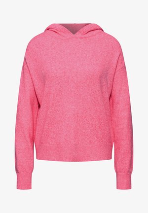 Sudadera con capucha en tejido rosa jaspeado, con un corte relajado, mangas largas y puños y dobladillo de canalé. Sin bolsillos ni adornos.