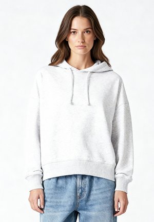 BASIC CROPPED DROPSHOULDER - Hoodie - mottled grey