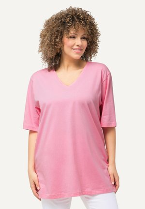 Ulla Popken PLUS SIZE RELAXED FIT V-NECK TEE  - T-Shirt basic - light pink