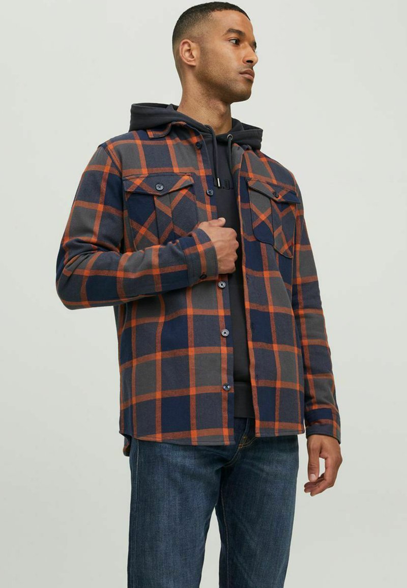 Jack & Jones OVERSHIRT KAROMUSTER Hemd cinnamon stick/burnedorange