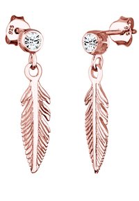 Elli SPARKLING FEATHER CHARM - MIT KRISTALLEN VON SWAROVSKI® - Örhänge - rosegold-coloured