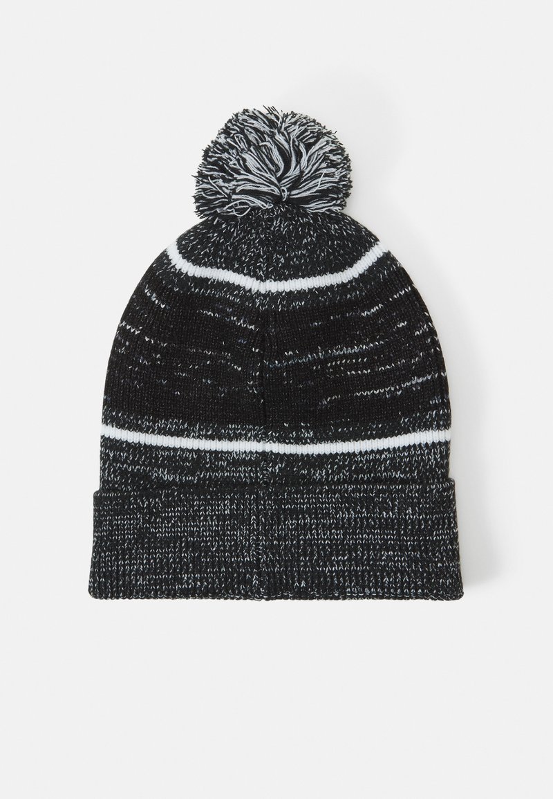 black and white striped beanie