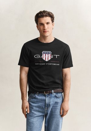 GANT REGULAR FIT ARCHIVE - Μπλουζάκι με στάμπα - black