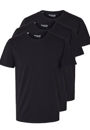 Selected, SLHROLAND 3 PACK - Osnovna majica kratkih rukava - black
