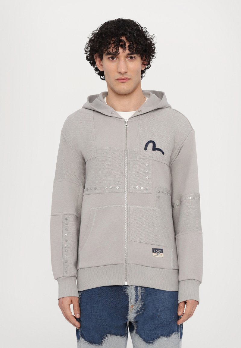 Evisu - FABRIC BLOCKING HOODIE - Sweatjakke - grey, Forstørre