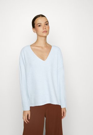 Vero Moda VMDOFFY LS V-NECK STRIPE GA BOO - Jersey de punto - skyway melange