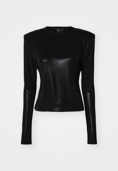 Norma Kamali SHOULDER PAD LONG SLEEVE CREW - Top s dlouhým rukávem - black