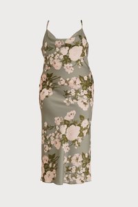 AUTUMN WEDDING - CARA COWL NECK PRINT MIDI - Robe de soirée - sage green