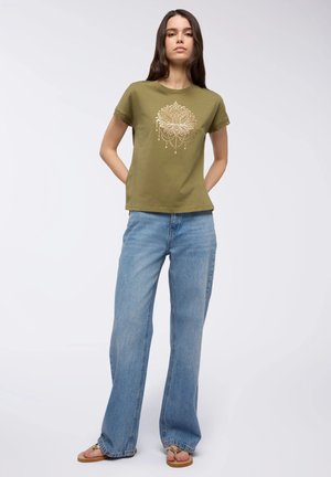 Terranova, T-shirt con stampa - verde militare
