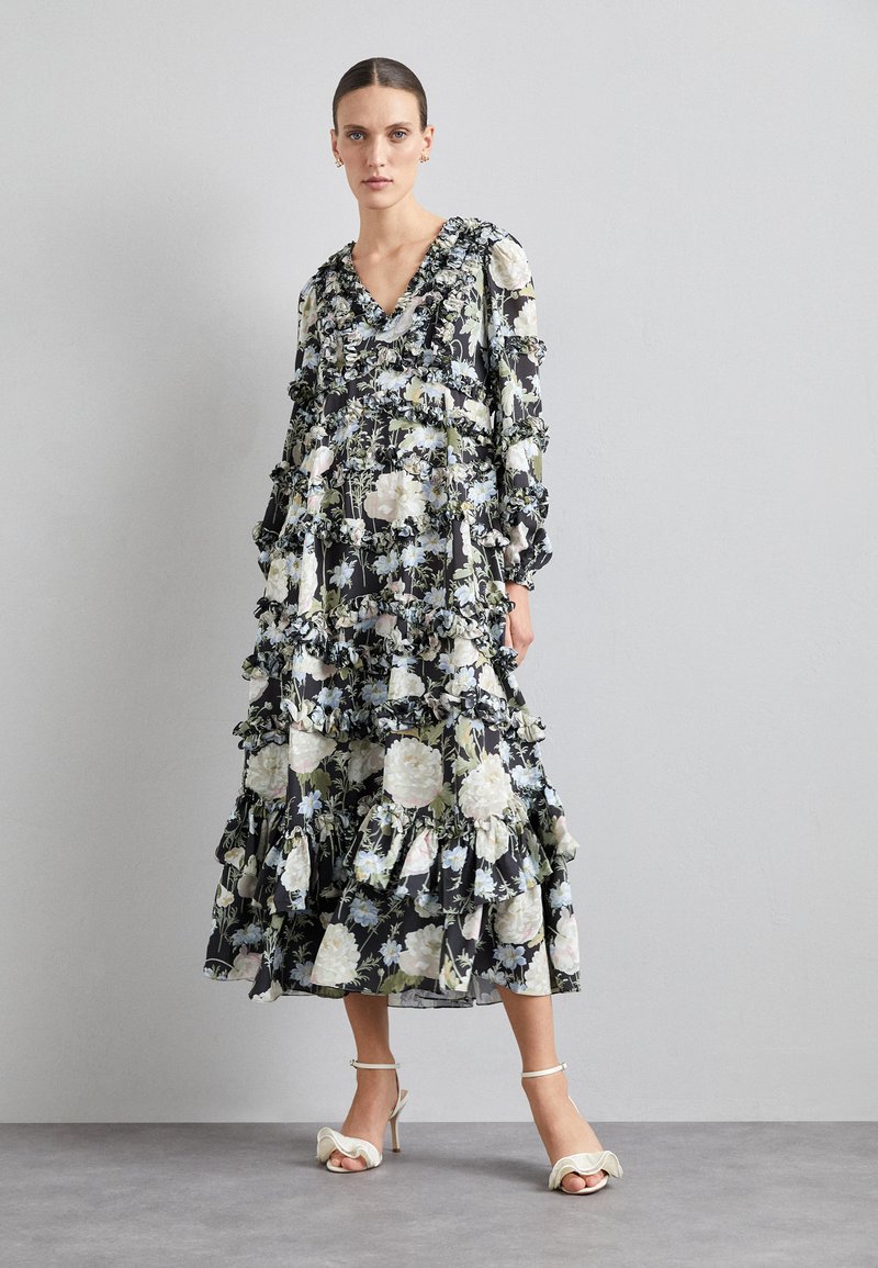 Needle & Thread MOONLIGHT PETALS V NECK ANKLE GOWN Jurk graphite/zwart Zalando.nl