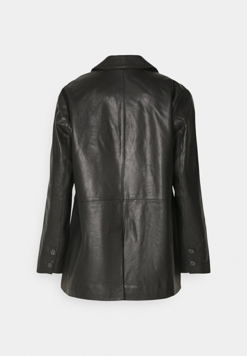 DKNY STRAIGHT CUT - Leather jacket - black - Zalando.co.uk