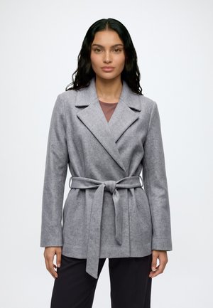 ONLY, ONLALVILDA LIFE SHORT WRAP COAT - Късо палто - medium grey melange