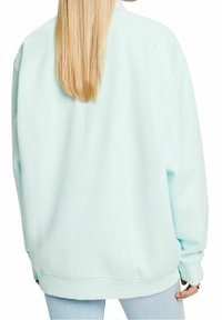Sudadera oversized verde menta hecha de un tejido suave, con mangas largas y puños de canalé, que presenta un diseño simple y sin adornos.