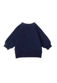Navy blue sweatshirt made of soft material, featuring a round neck, raglan sleeves, and ribbed cuffs and hem for a comfortable fit.