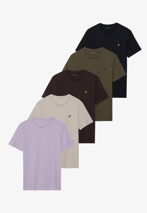 Pier One 5 PACK - Camiseta básica - lilac/dark brown/stone/white