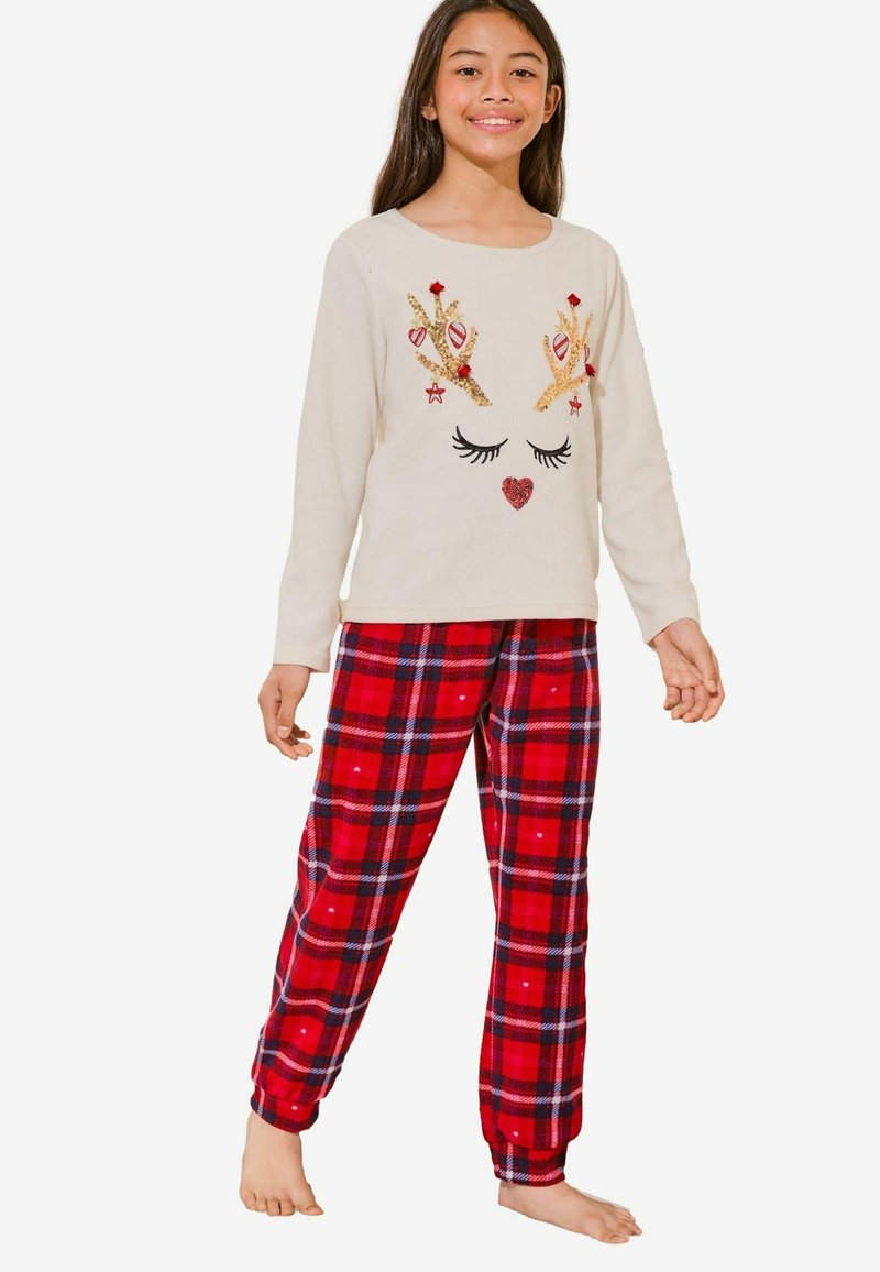 Lipsy REGULAR FIT - CHRISTMAS REINDEER SOFT SET - Pyjamas - cream