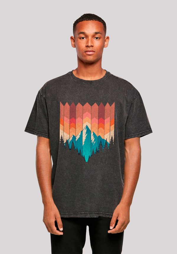 BERG SONNENUNTERGANG GEOMETRISCH - T-Shirt print - schwarz