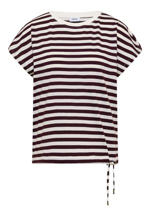 Cecil, T-SHIRT MIT BOAT NECK UND STREIFEN - Print T-shirt - deep plum